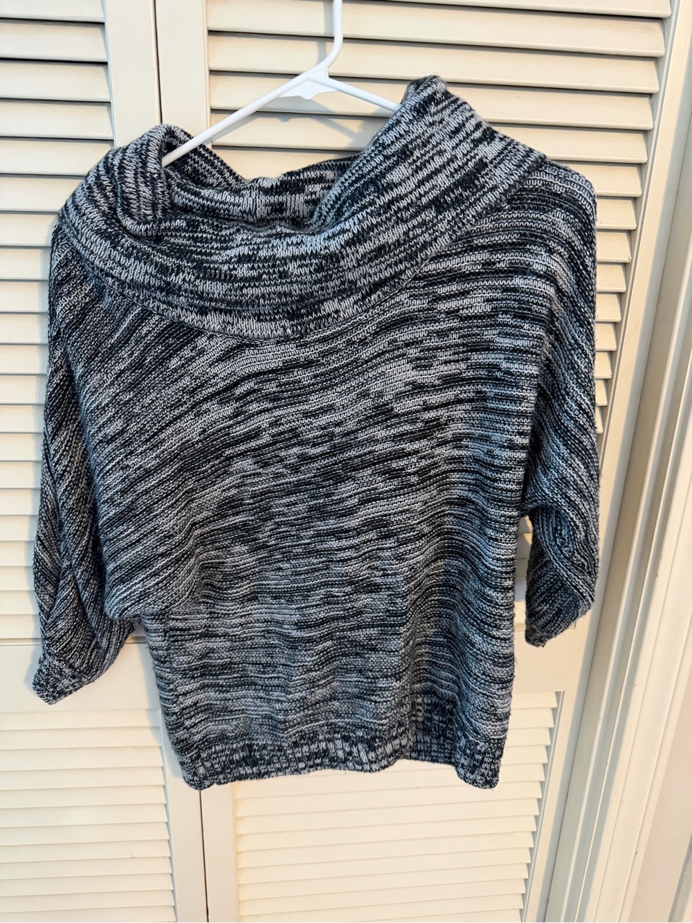Cozy Black & White Marled Cowl Neck Women's Sweater